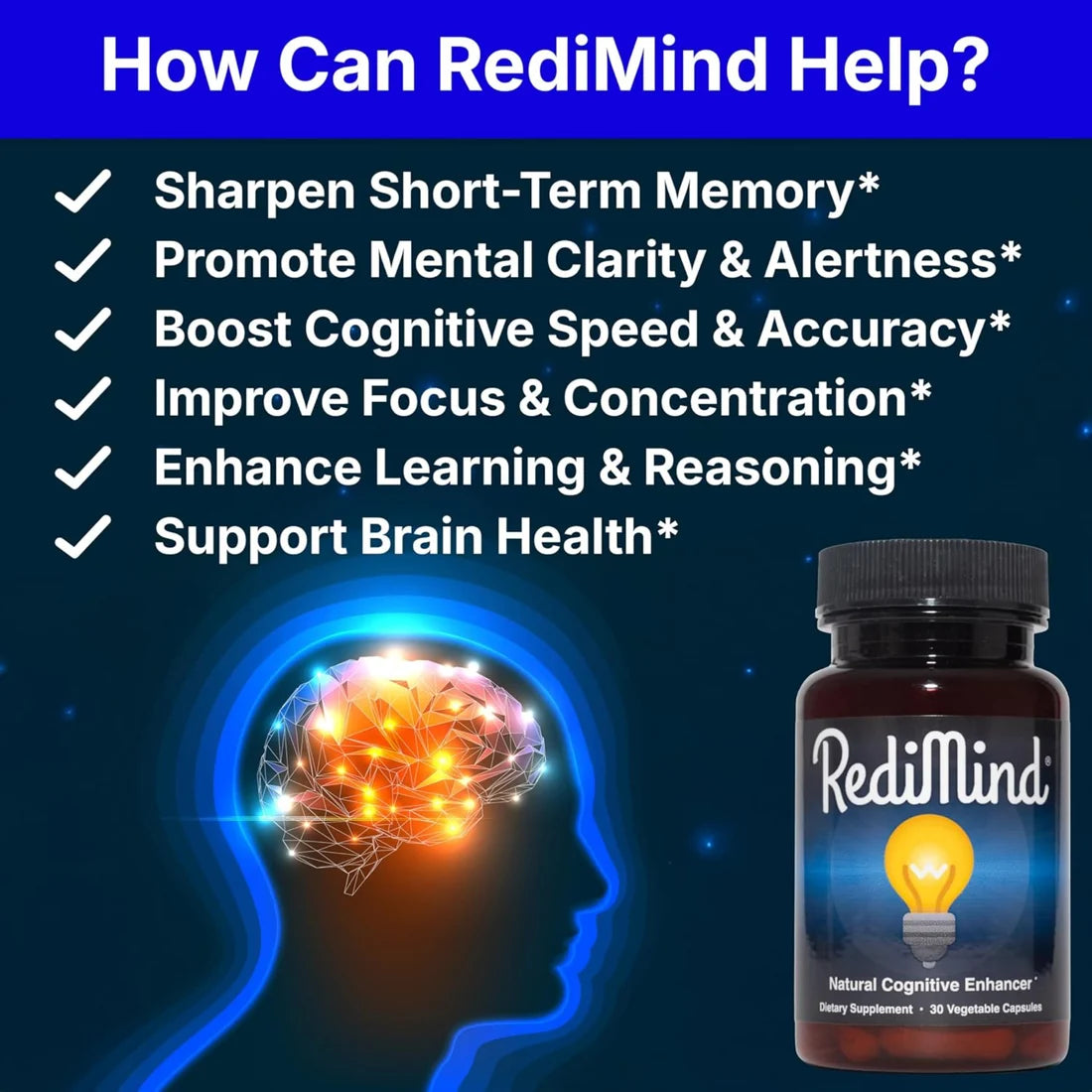 RediMind Natural Cognitive Enhancer | 30 Vegetable Capsules