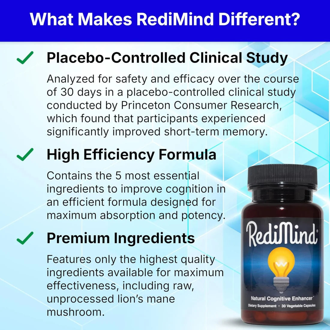 RediMind Natural Cognitive Enhancer | 30 Vegetable Capsules