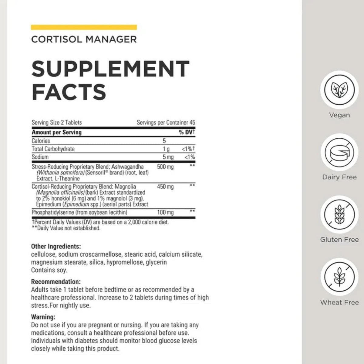 Cortisol Manager Sleep Support Tablets 90 Count (45 Servings)